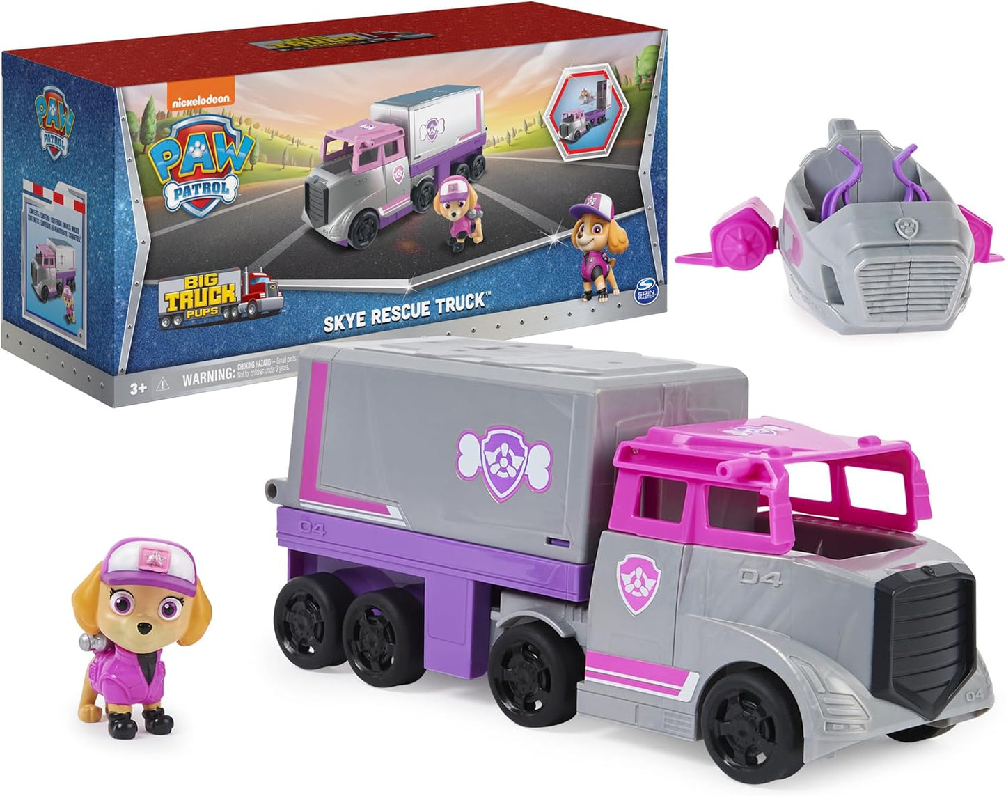 PAW Patrol Big Truck Pup's Skye Transforming Toy Trucks with Action Figure for Ages 3 and