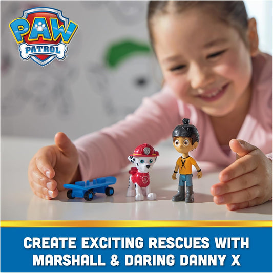 Paw Patrol Marshall Daring Danny X Figures Set with Skateboard for Boys and Girls