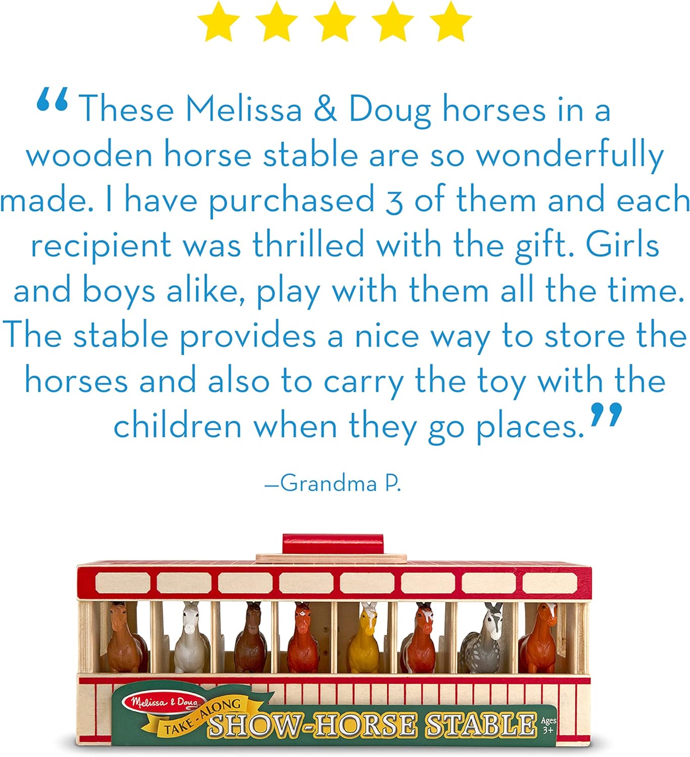 Melissa & Doug Melissa Doug Take-Along Show-Horse Stable With Wooden Stable Box and 8 Toy