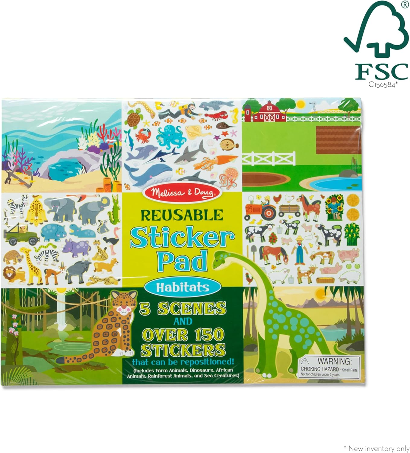 Melissa & Doug Melissa Doug Reusable Sticker Pad Habitats - 150 Reusable - FSC Certified