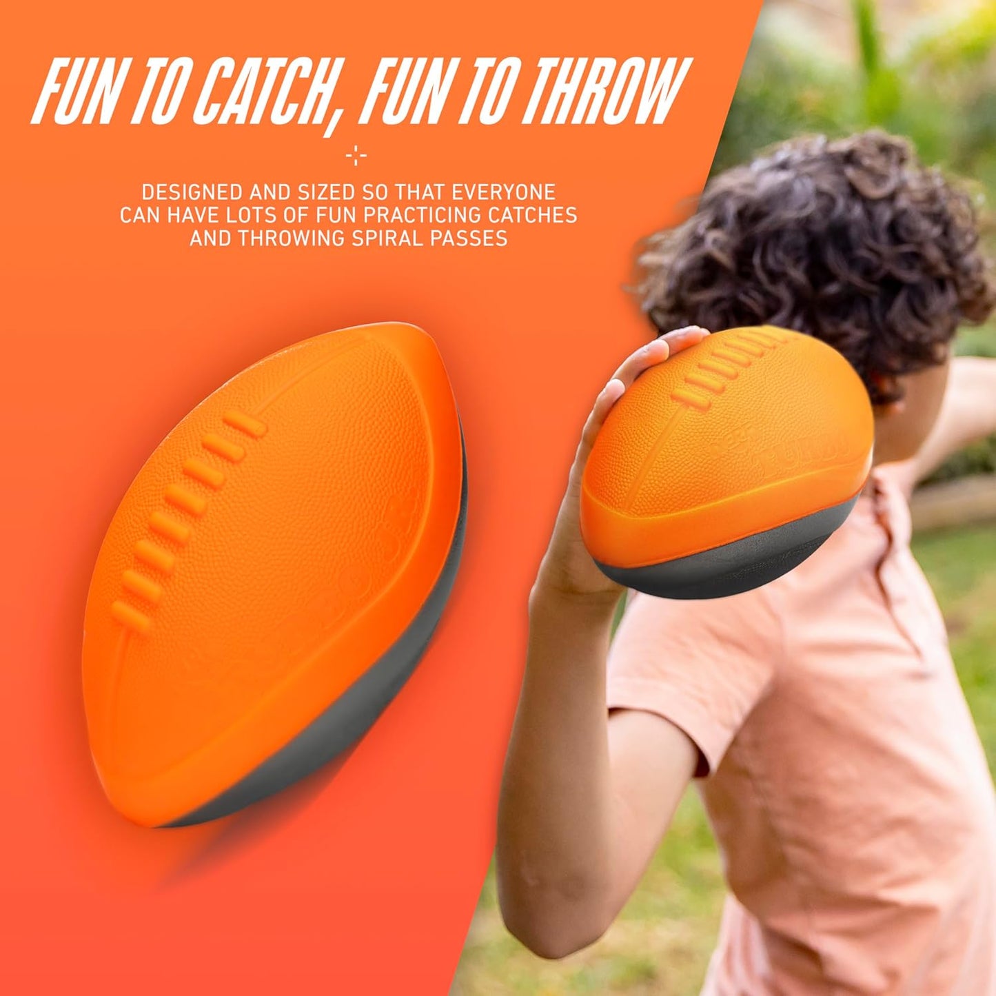 NERF Turbo Jr. Foam Football - Classic Foam Football for - Indoor Outdoor Soft Foam Ball