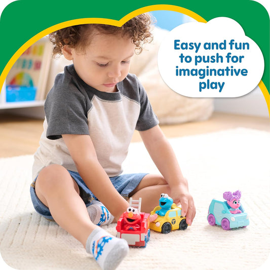 Just Play Sesame Street Twist and Pop Wheelies 3-Pack Preschool Toy Vehicle