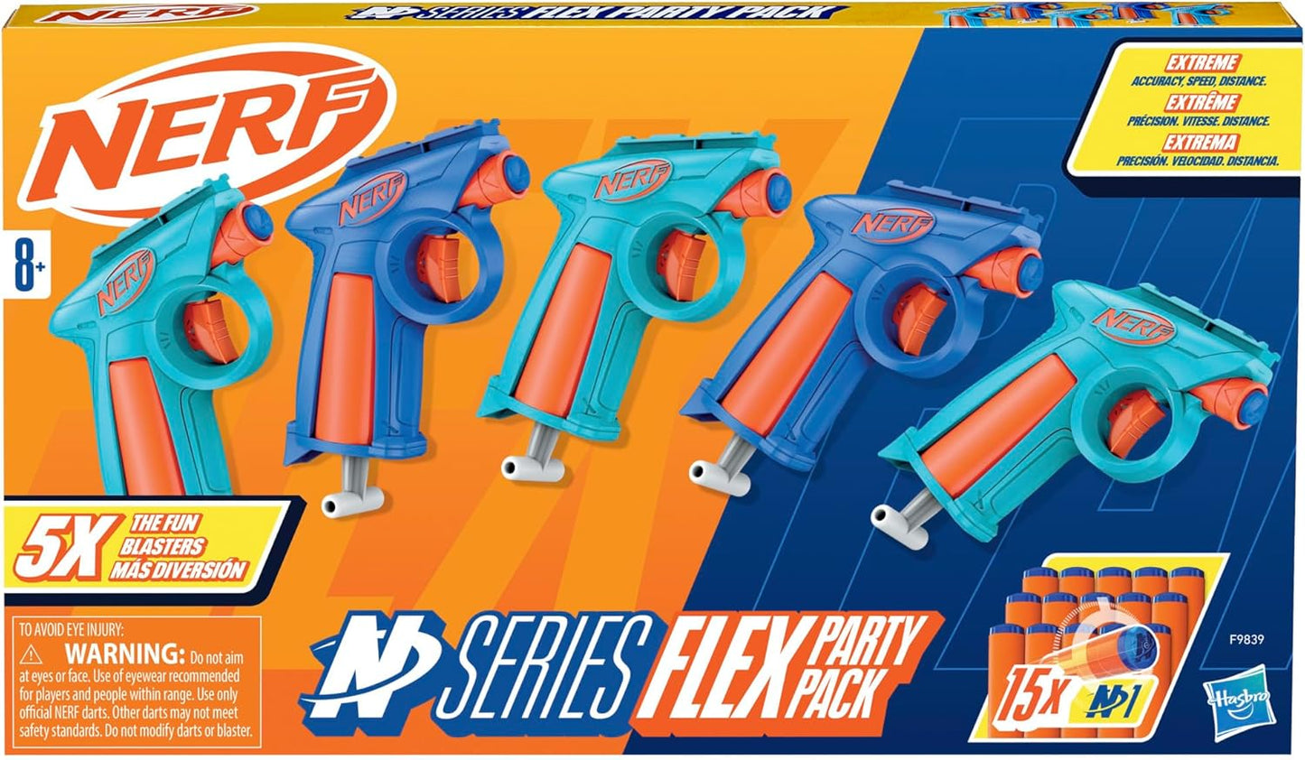 Nerf N Series Party Pack Includes 5 N Series Flex Blasters 15 N1 Darts Compatible Only N