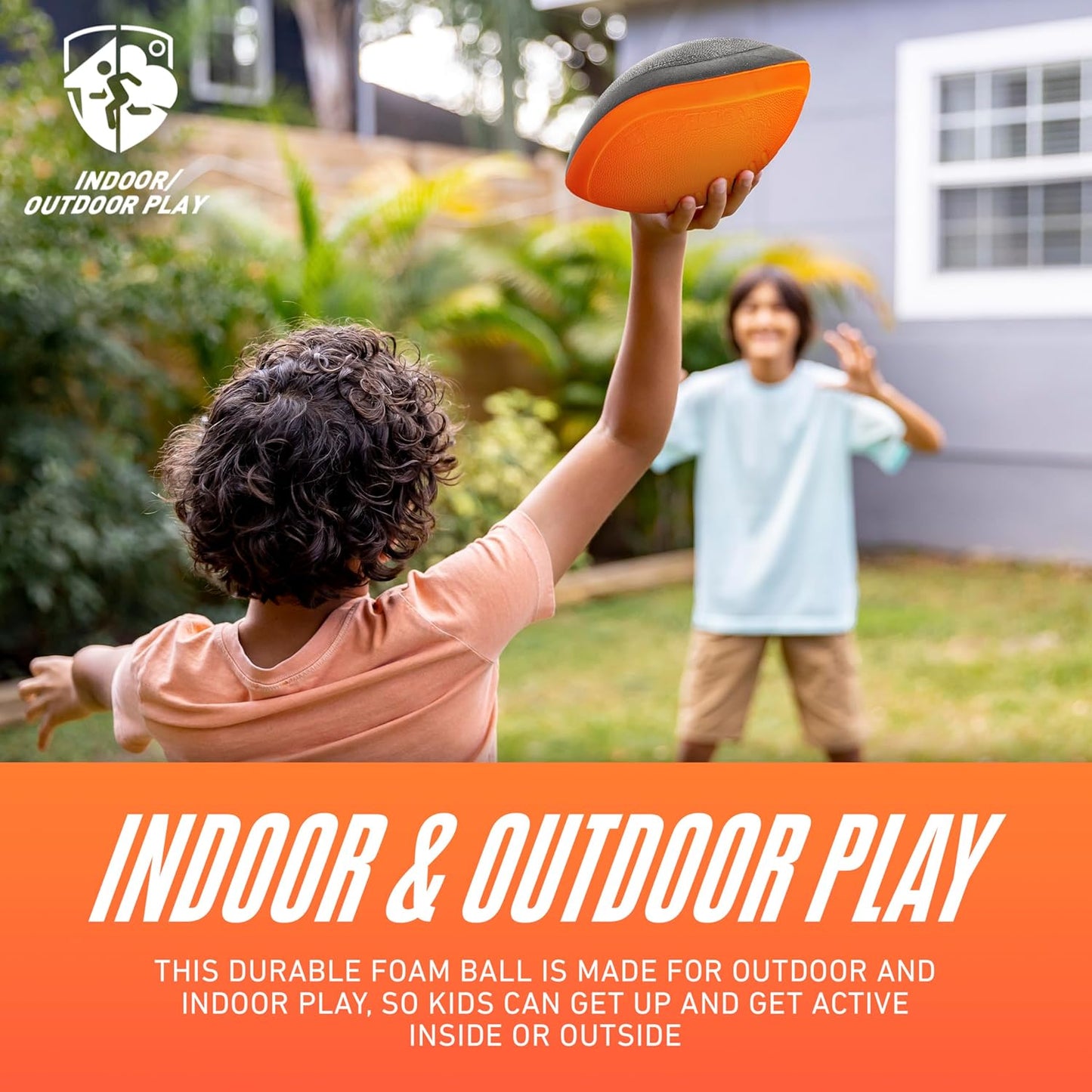 NERF Turbo Jr. Foam Football - Classic Foam Football for - Indoor Outdoor Soft Foam Ball