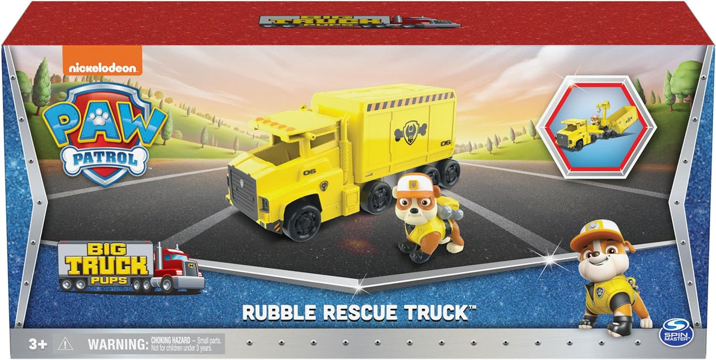 Paw Patrol Big Truck Pup's Rubble Transforming Toy Trucks with Action Figure for