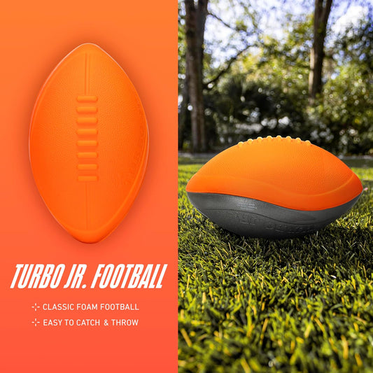 NERF Turbo Jr. Foam Football - Classic Foam Football for - Indoor Outdoor Soft Foam Ball