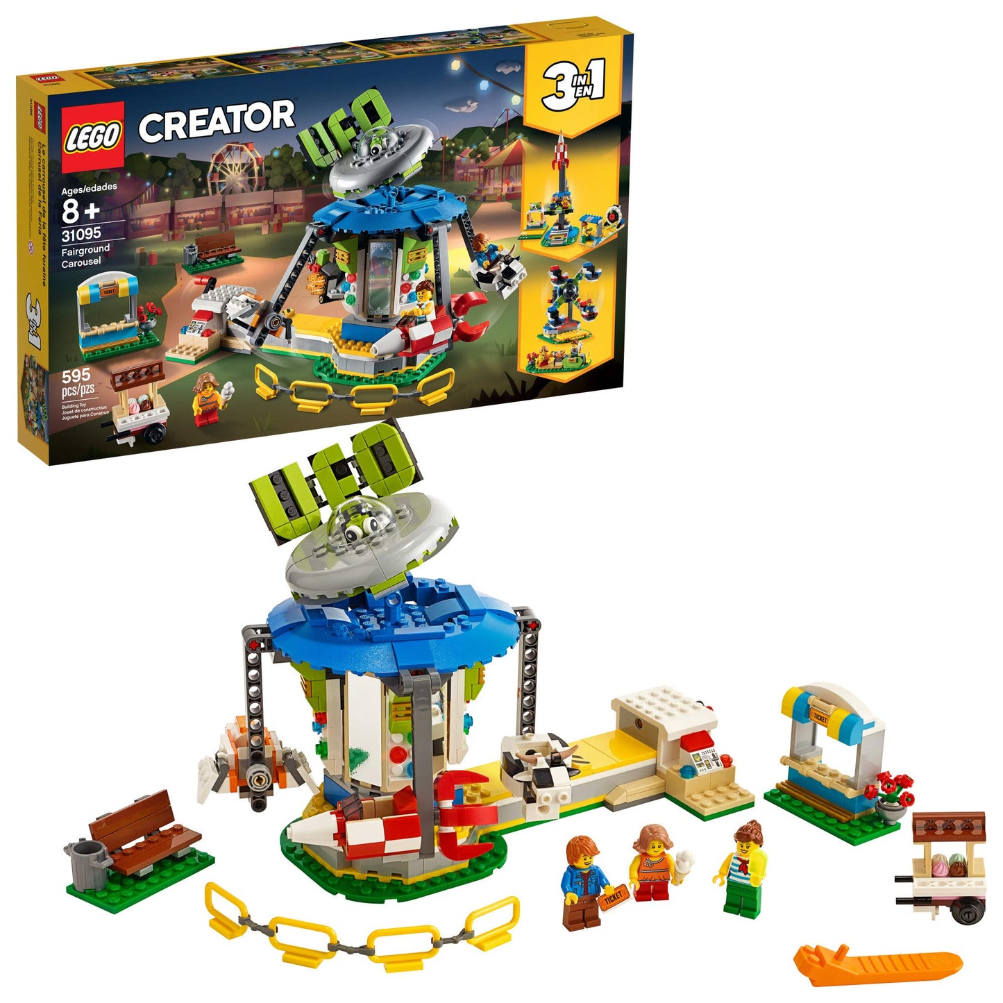 LEGO Creator 3in1 Fairground Carousel 31095 Building Kit (595 Pieces)