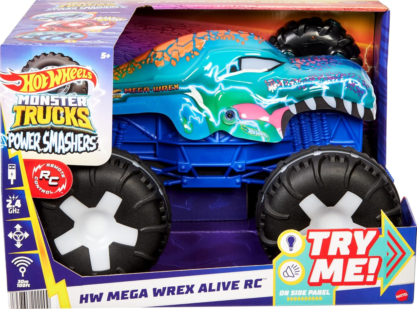 Hot Wheels Toy Truck Monster Trucks RC Oversized Remote-Control Mega-Wrex Alive in 115