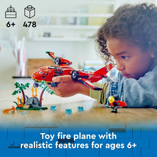 LEGO City Fire Rescue Plane Toy for and of Firefighter Fun Birthday for Boys and Girls
