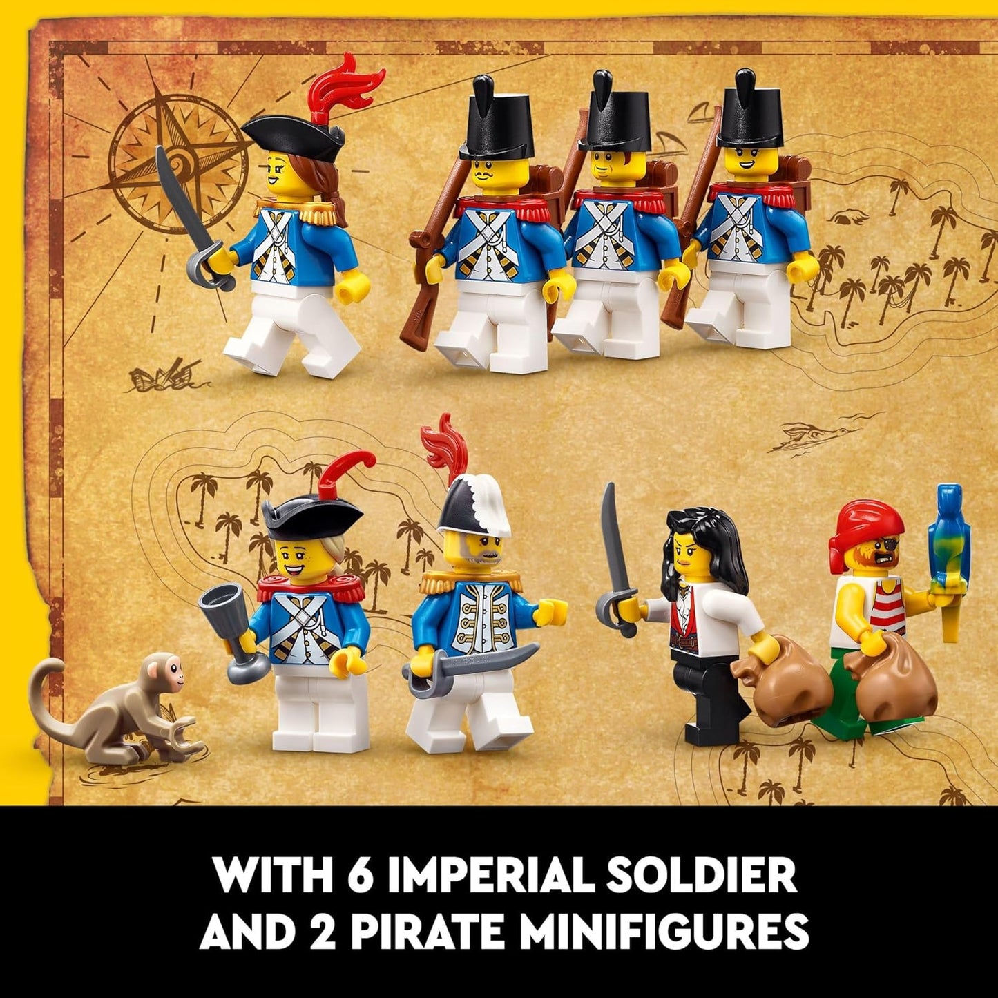 LEGO Icons Eldorado Fortress Building Kit, Pirate Gift, Includes Pirate Ship and 8 Minifigures.