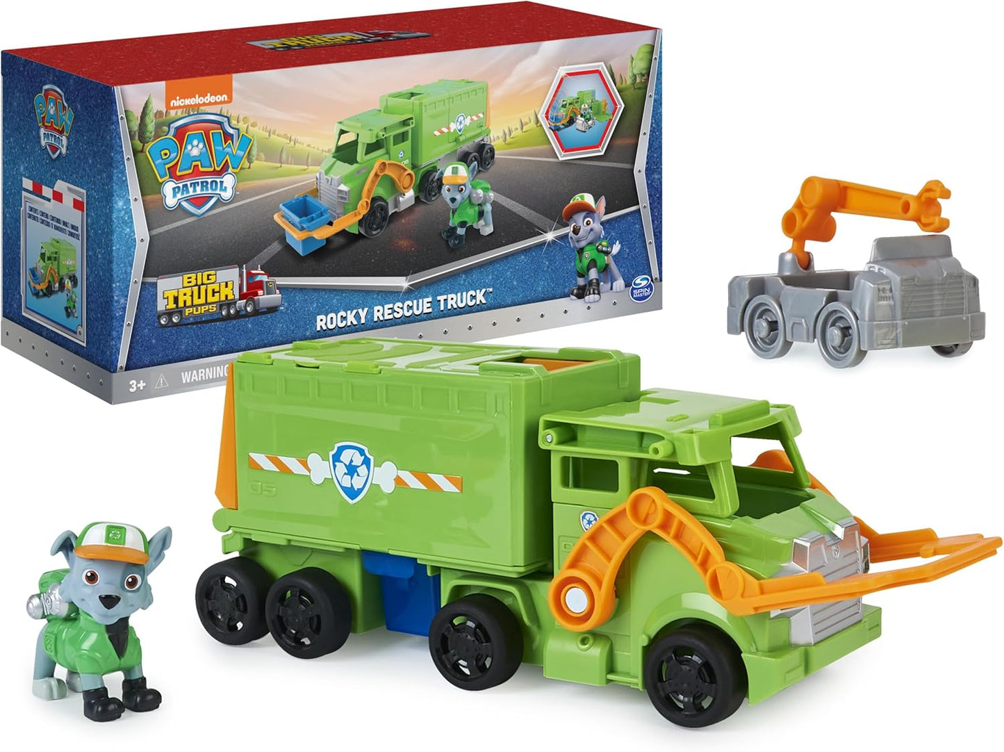 Paw Patrol Big Truck Pup's Rocky Transforming Toy Trucks with Action Figure for Ages 3