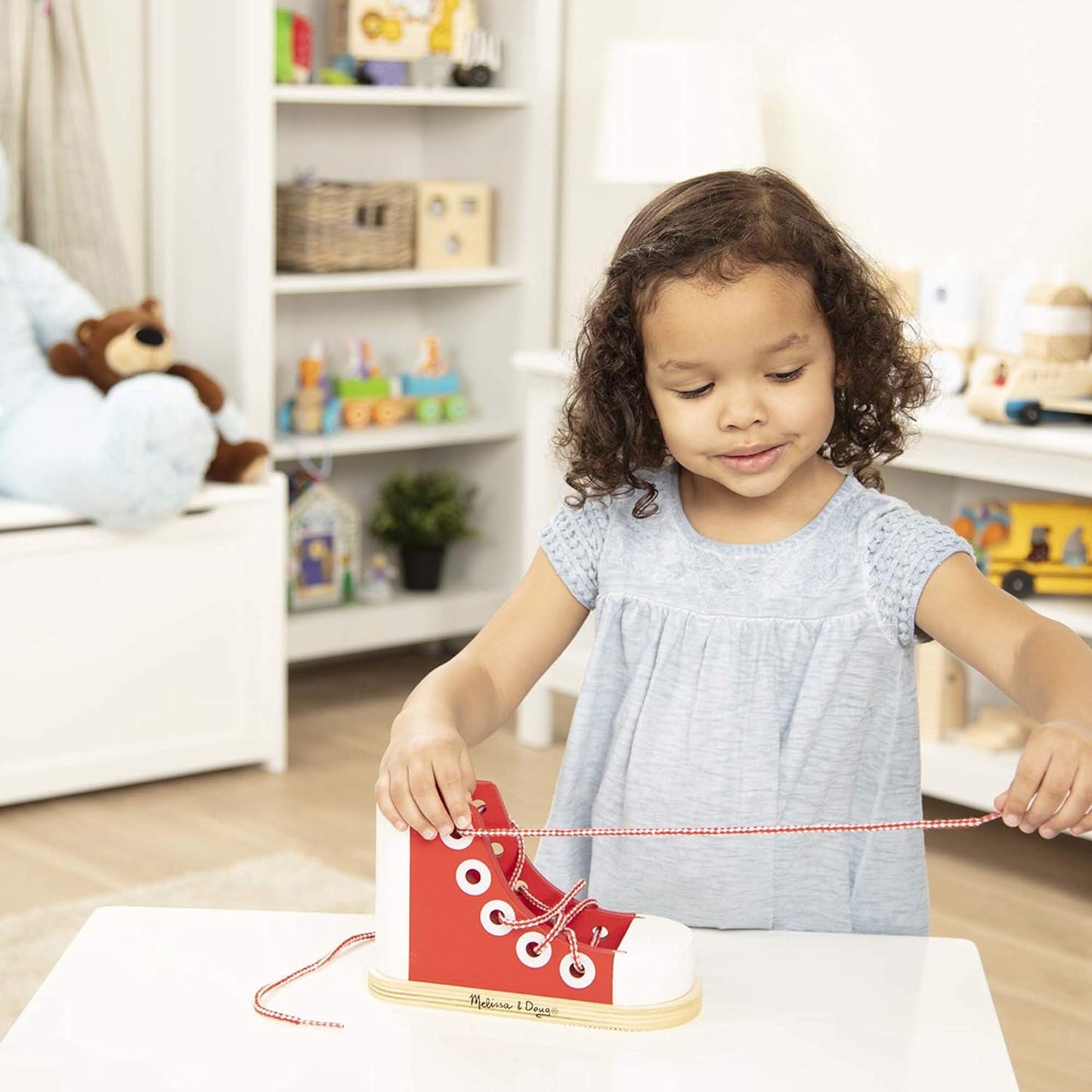 Melissa & Doug Melissa Doug Deluxe Wood Lacing Sneaker - Learn to Tie a Shoe Educational