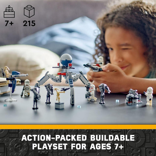 LEGO Star Wars Clone Trooper Battle Droid Battle Pack Set for Buildable Toy Speeder Bike Vehicle