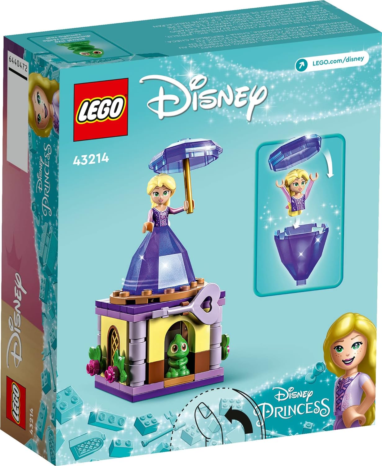 LEGO Disney Princess Twirling Rapunzel 43214 Building Toy with Diamond Dress Mini-Doll