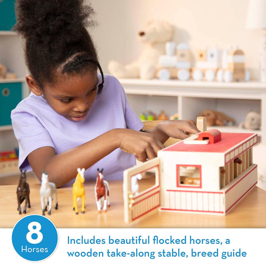 Melissa & Doug Melissa Doug Take-Along Show-Horse Stable With Wooden Stable Box and 8 Toy