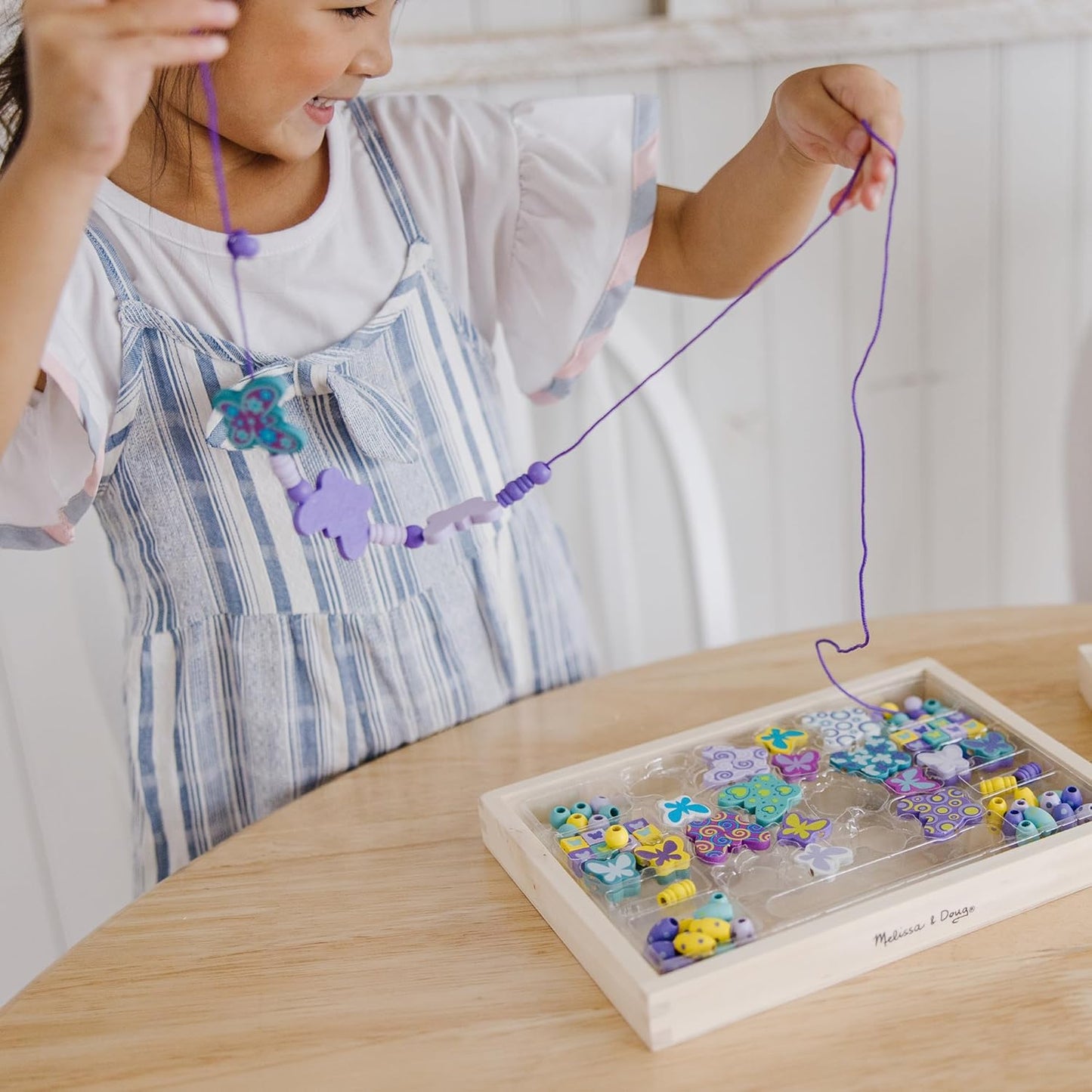 Melissa & Doug Created by Me! Butterfly Beads Kit Ã¢‚¬€œ 120+ Wooden Beads for Jewelry Making – 120