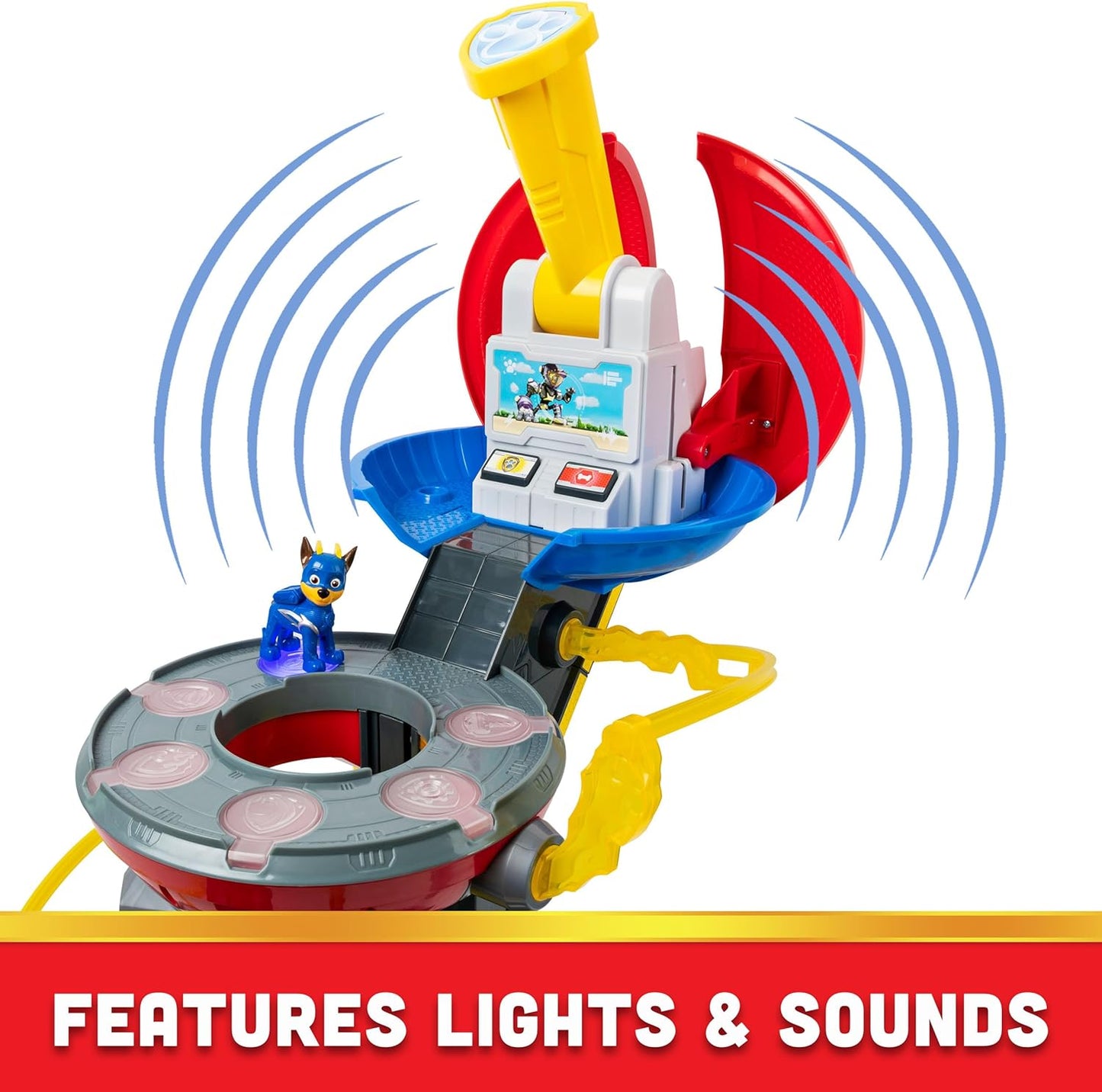 Paw Patrol Mighty Lookout Tower with 4 Bonus Action Figures Toy Car Lights and Sounds