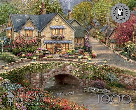 CEACO Thomas Kinkade - Summer in Cobblestone Village  1000 Piece Jigsaw Puzzle