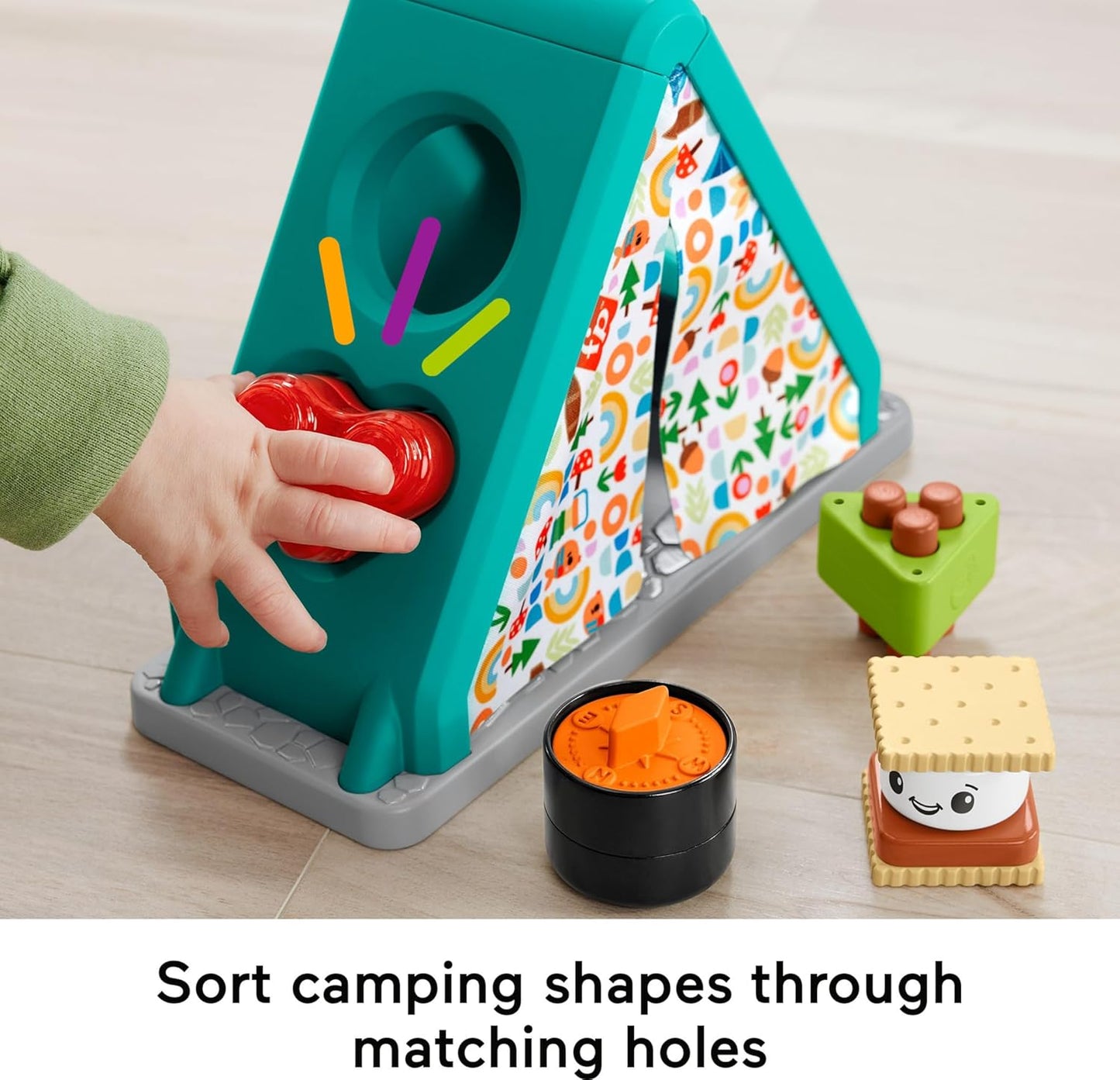 Fisher-Price Baby Developmental Toy S'More Shapes Camping Tent Block Sorting Activity for