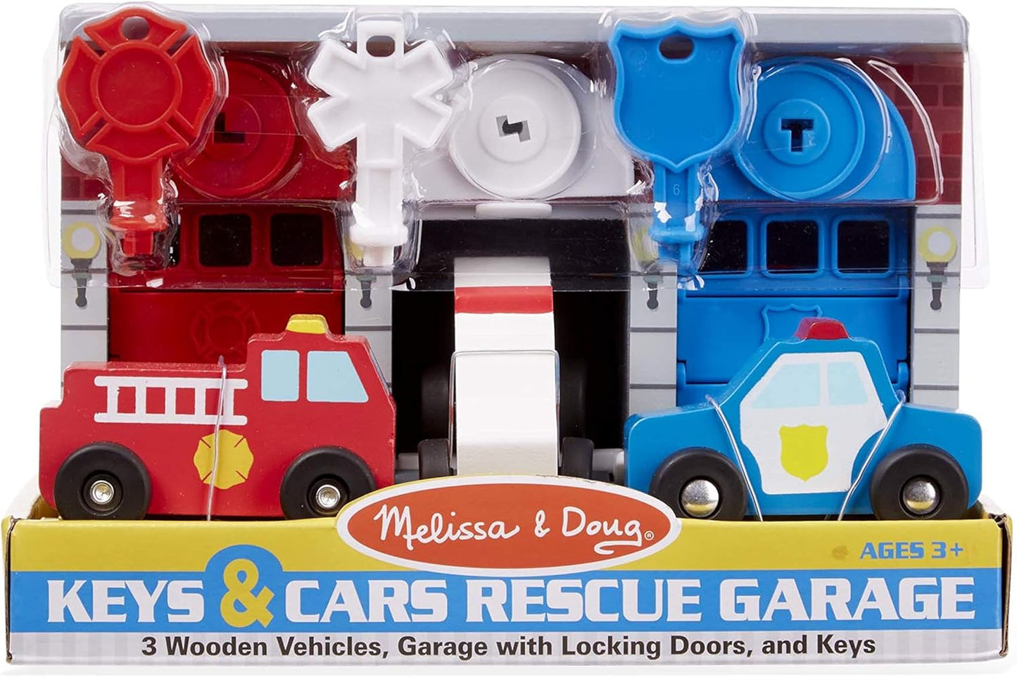Melissa & Doug Melissa Doug Toy Keys and Cars Wooden Rescue Vehicle