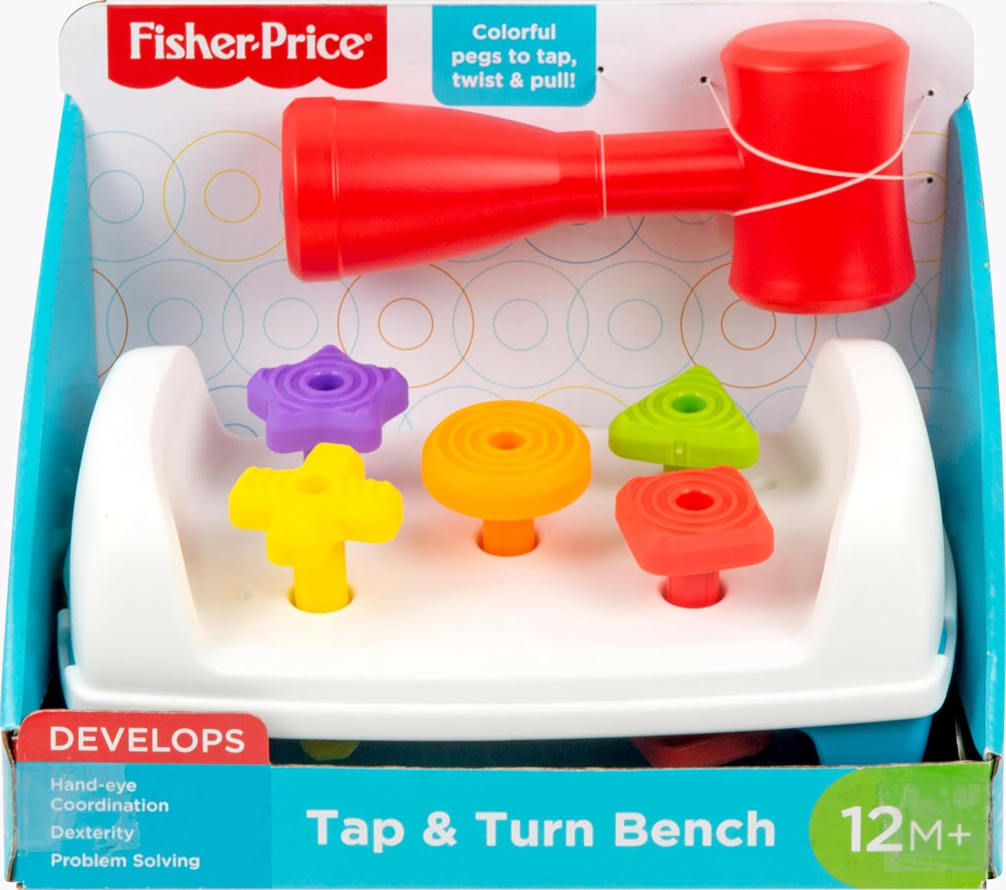 Fisher-Price Toddler Toy Tap Turn Bench Pretend Tools 2-Sided Construction Set