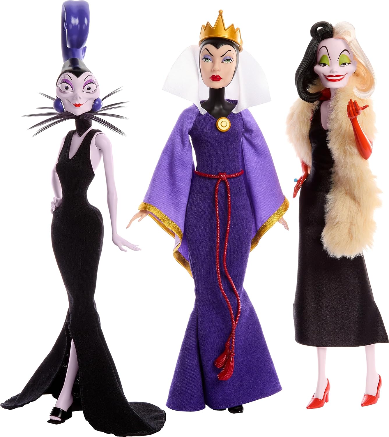 Mattel Disney Princess Villains Multipack with Evil Queen Cruella de Vil Yzma Fashion Doll