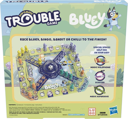 Hasbro Gaming Trouble Bluey Edition Game Family Board Play as Bluey Bingo Bandit or