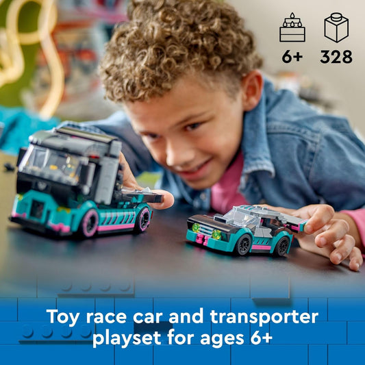 LEGO City Race Car and Car Carrier Truck Toy Playset