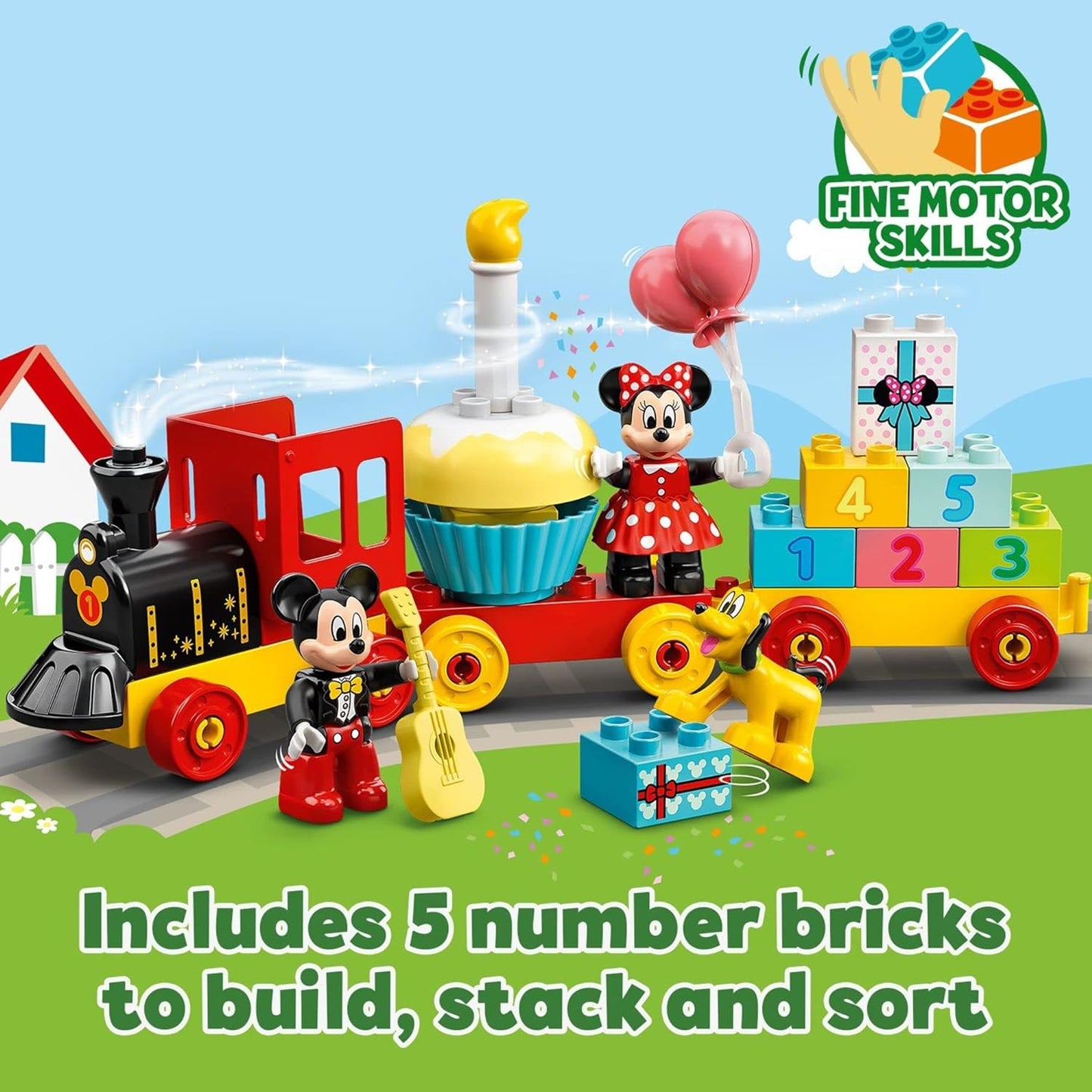LEGO DUPLO Disney Mickey Minnie Mouse Birthday Train - Building for Toddlers with Number