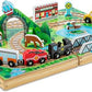 Melissa & Doug Melissa Doug 17-Piece Wooden Take-Along Tabletop Railroad 3 Trains Truck
