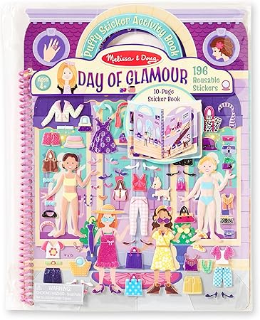 Melissa & Doug Melissa Doug Puffy Sticker Activity Book Day of Glamour - 196 Reusable -