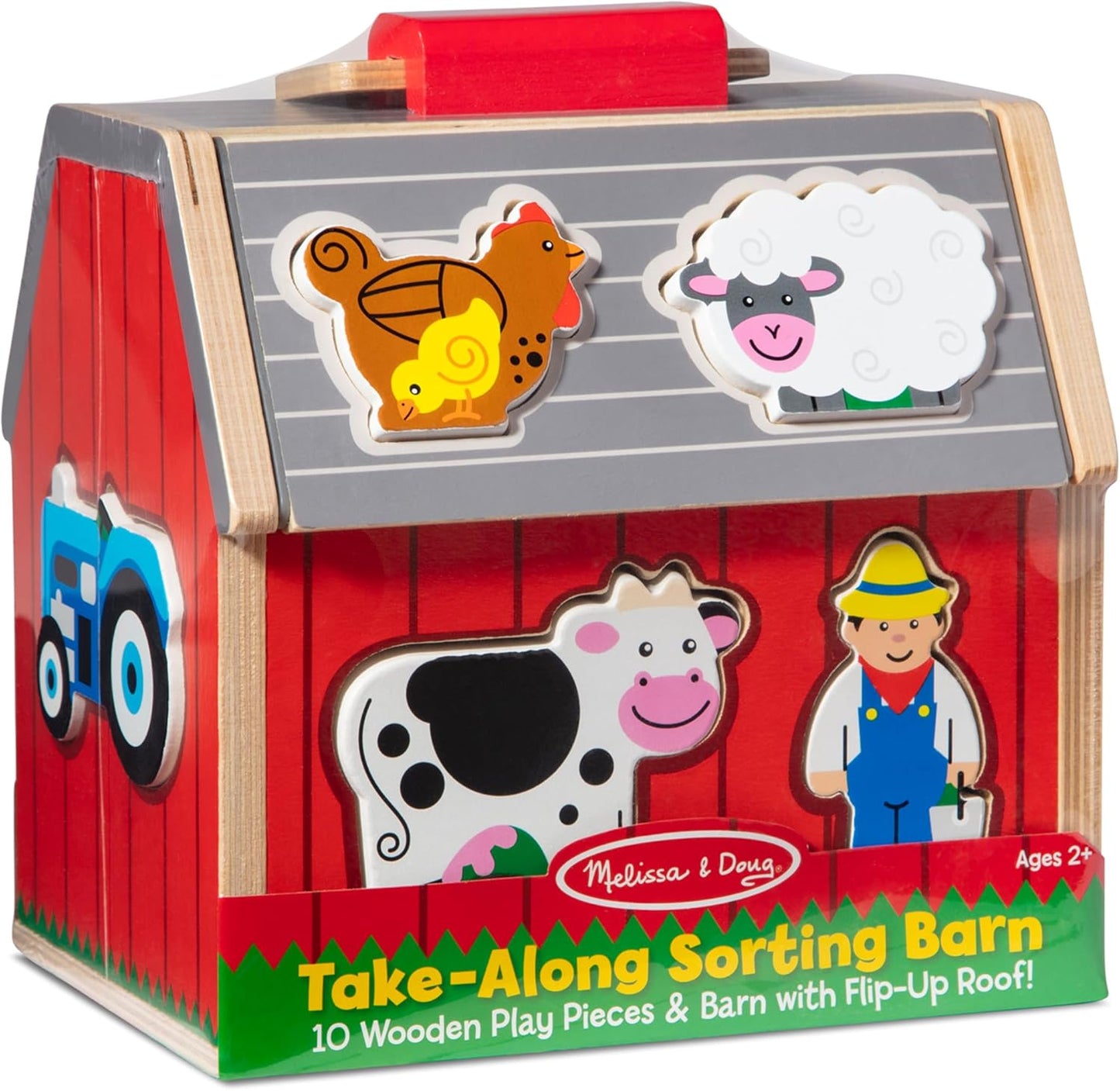 Melissa & Doug Melissa Doug Wooden Take-Along Barn Toy with Flip-Up Roof and Handle 10