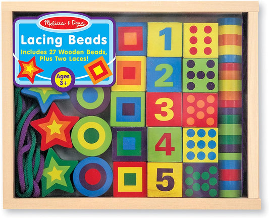 Melissa & Doug Melissa Doug Deluxe Wooden Lacing Beads - Educational Activity With 27