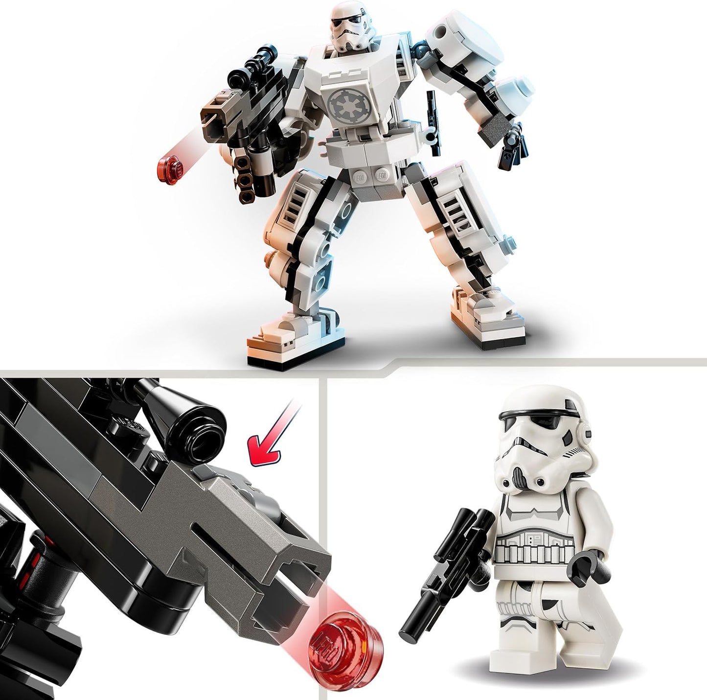 LEGO 75370 Star Wars Stormtrooper Robot - Buildable Figure with Articulated Parts, Minifigure, and Blaster Launcher - Ages 6+