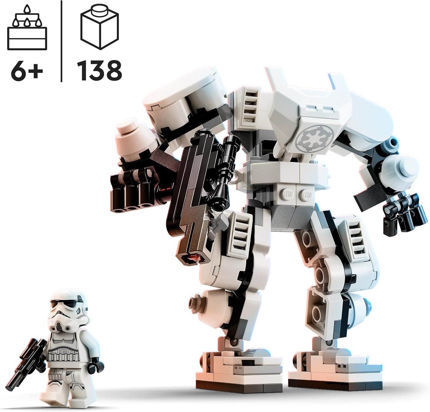 LEGO 75370 Star Wars Stormtrooper Robot - Buildable Figure with Articulated Parts, Minifigure, and Blaster Launcher - Ages 6+