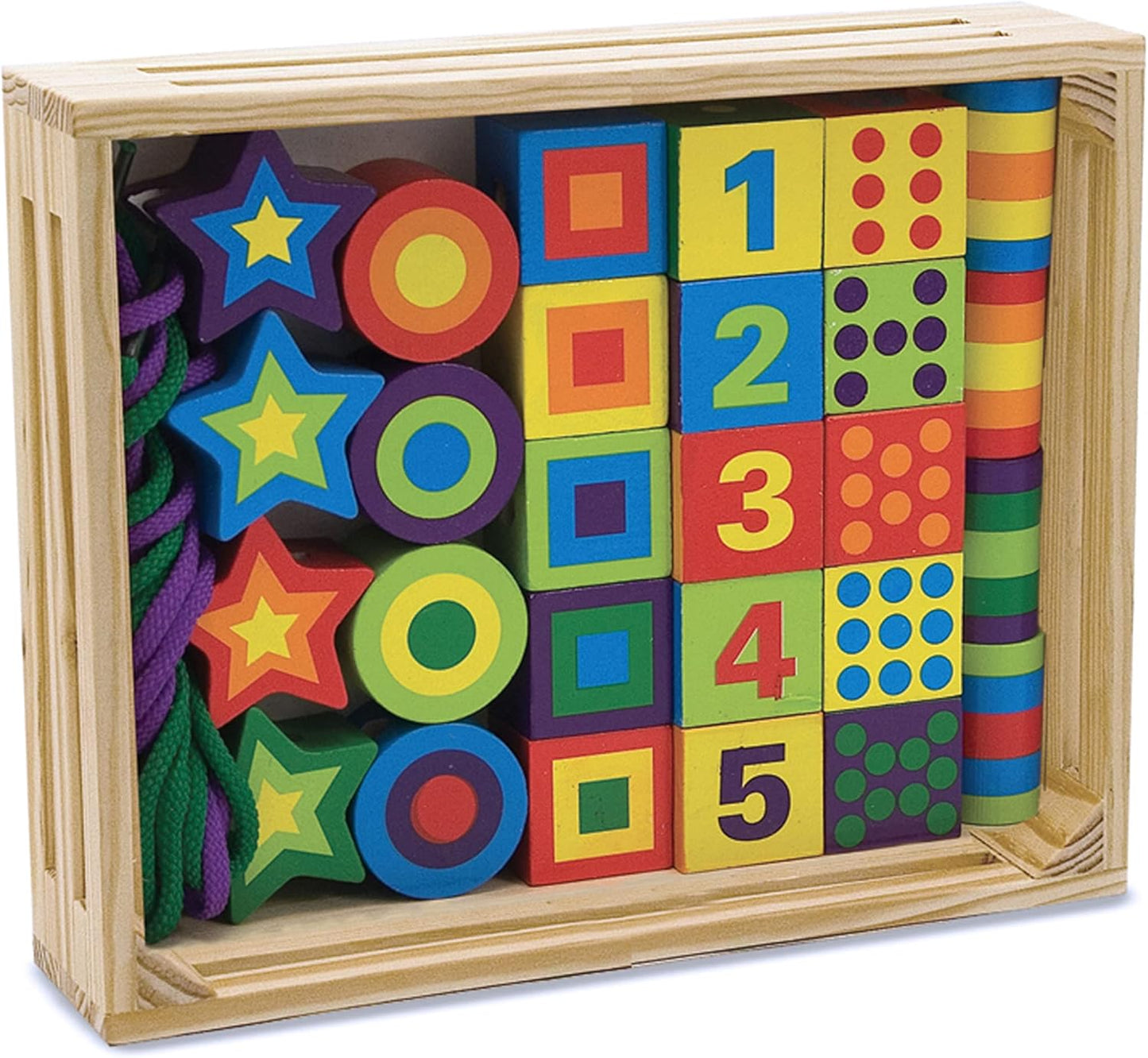 Melissa & Doug Melissa Doug Deluxe Wooden Lacing Beads - Educational Activity With 27