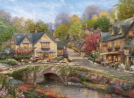 CEACO Thomas Kinkade - Summer in Cobblestone Village  1000 Piece Jigsaw Puzzle