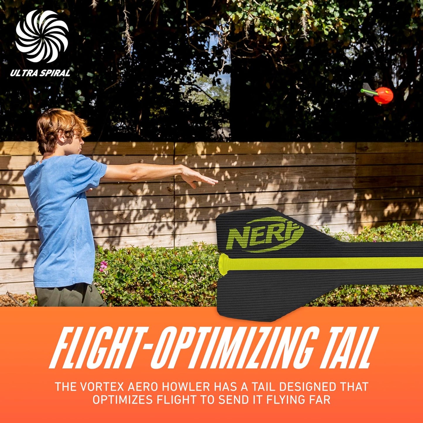 Nerf Vortex Aero Howler Foam Ball Classic Long-Distance Football Flight-Optimizing Tail