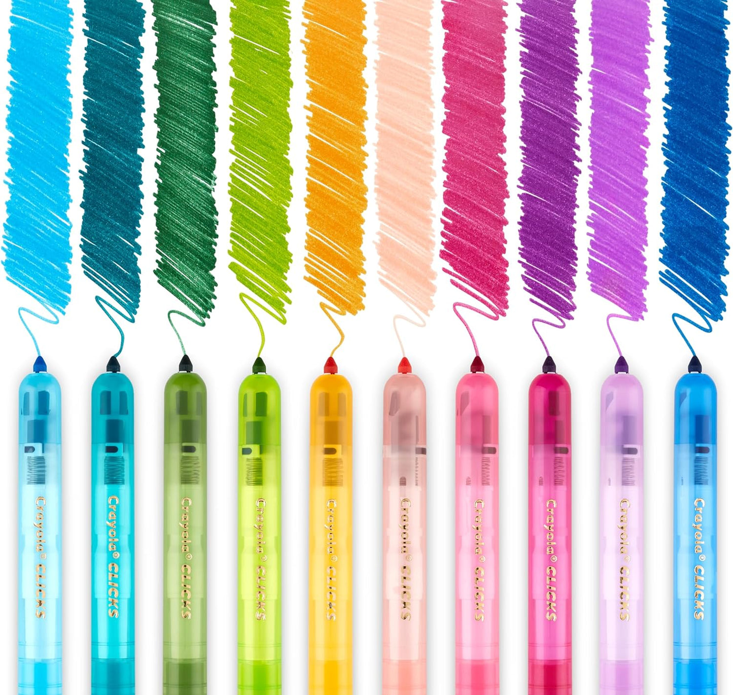 Crayola Clicks Retractable Markers 10ct No Dry Washable Markers for Bold Colors Click