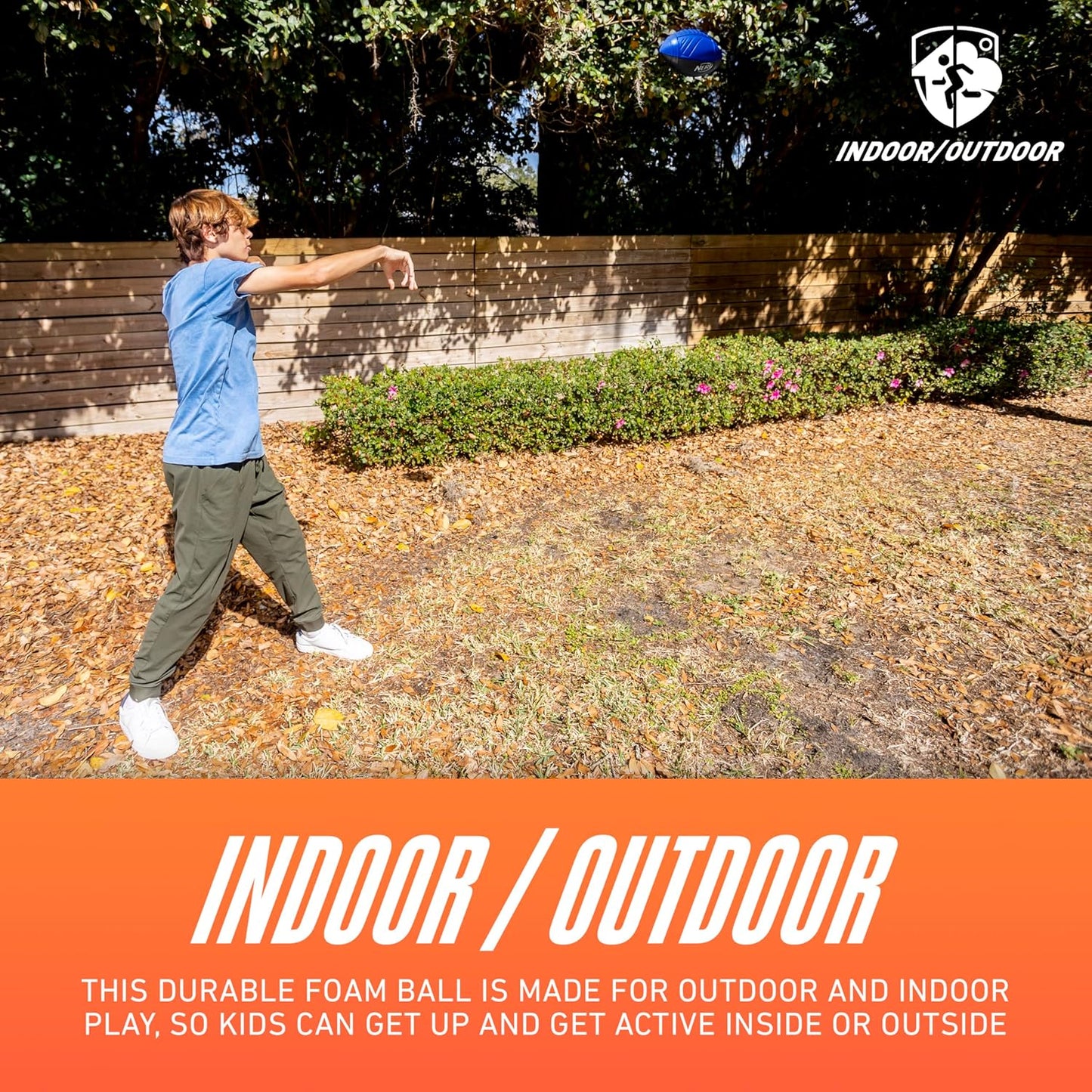 Nerf Pro Grip Football Blue Classic Foam Ball Easy to Catch Throw Balls for Sports