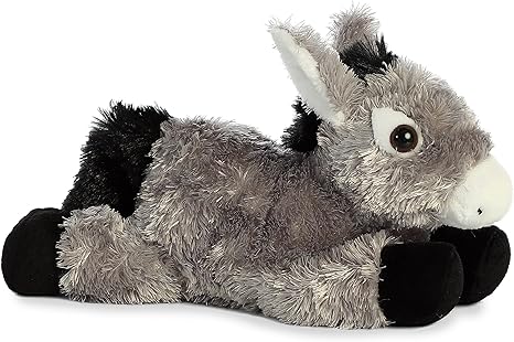 Aurora Mini Flopsie Donkey Stuffed Animal - Gray 8 Inches