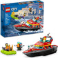 LEGO City Fire Rescue Boat 60373 Toy Floats on Water with Jetpack Dinghy and 3