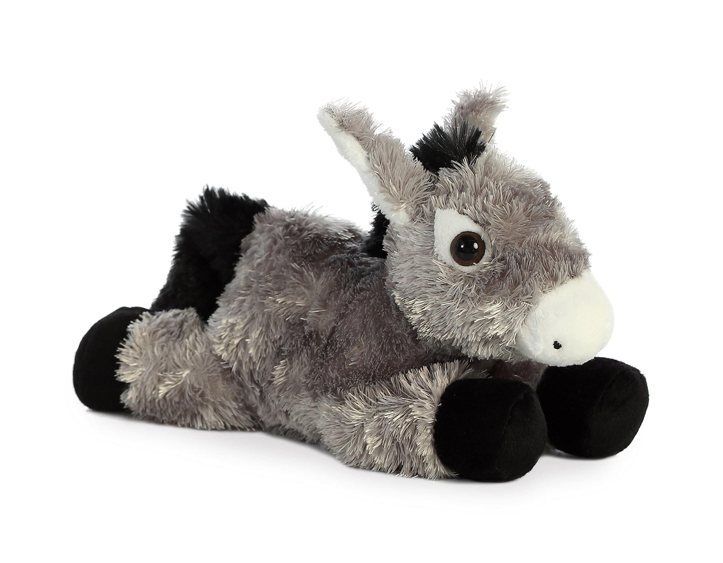 Aurora Mini Flopsie Donkey Stuffed Animal - Gray 8 Inches