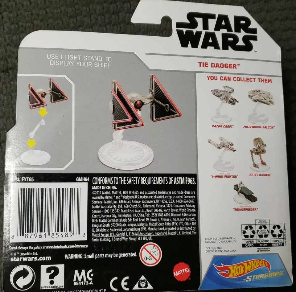 Hammond toys Tie Dagger Hot Wheels Star Wars Starship